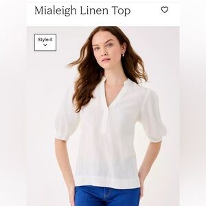 Lilly Pulitzer Mialeigh BLUE Linen Blouse, Size 6